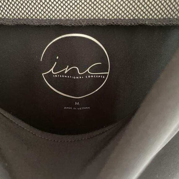 INC International Concepts Black Mesh Cowl Drape Neck Sleeveless Blouse‎ Medium - Picture 2 of 8